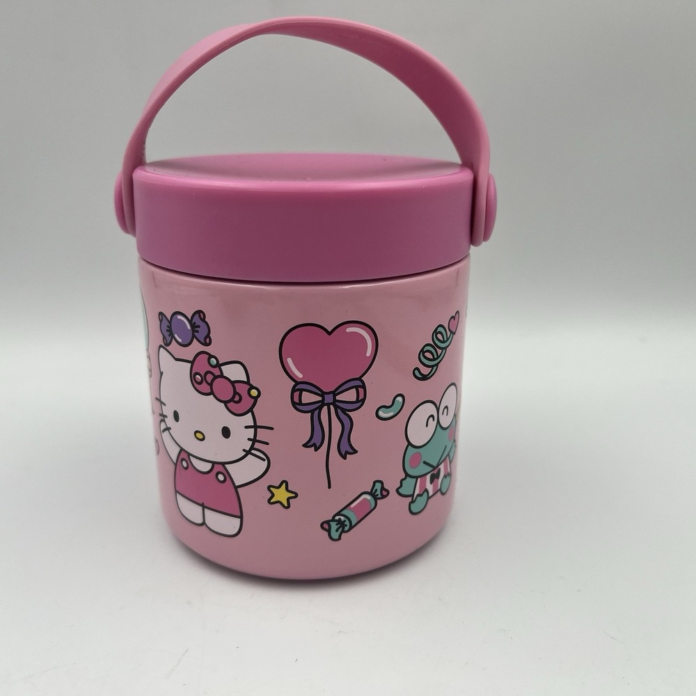 Hello Kitty & Friends Insulated Food Jar Pink Handle Soup Lunch Sanrio Keroppi